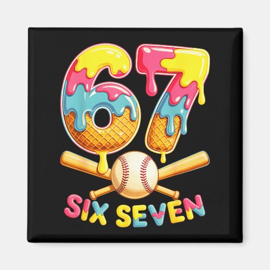 Baseball Drip Ice Cream Number 67 Player Lifestyle Magnet (Vorne)