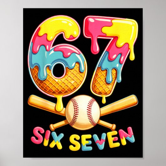 Baseball Drip Ice Cream Number 67 Player Lifestyle Poster (Vorne)