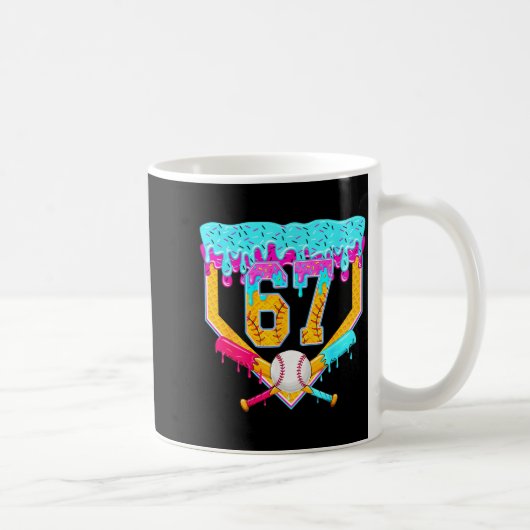 Baseball Drip Ice Cream Number 67 Player Or 67th B Kaffeetasse (Rechts)