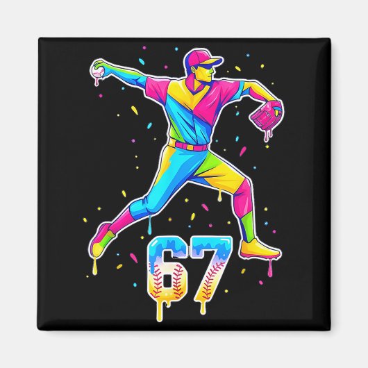 Baseball Drip Ice Cream Number 67 Player Or 67th B Magnet (Vorne)