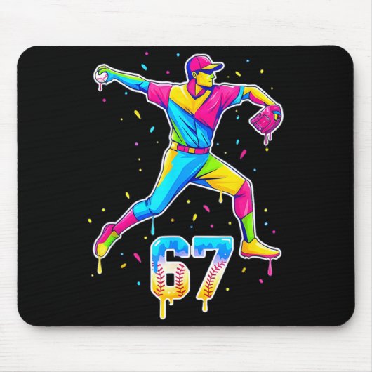Baseball Drip Ice Cream Number 67 Player Or 67th B Mousepad (Vorne)