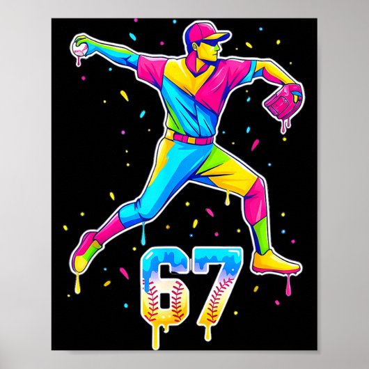 Baseball Drip Ice Cream Number 67 Player Or 67th B Poster (Vorne)