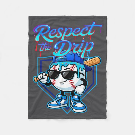Baseball Drip Ice Cream Respect The Drip Home Plat Fleecedecke (Vorderseite)