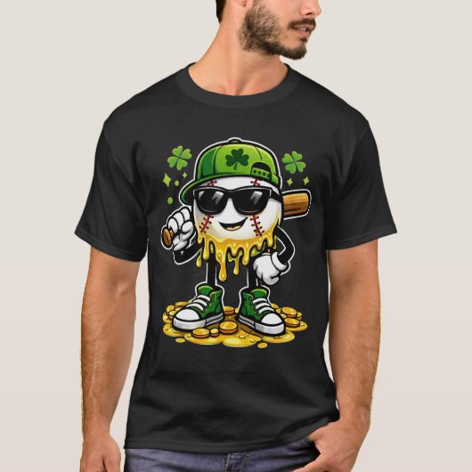 Baseball Drip Ice Cream Youth Boy St Patricks Day T-Shirt (Vorderseite)