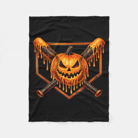 Baseball-Drip-Kürbis-Grusel-Geist-Halloween-Jungs Fleecedecke (Vorderseite)