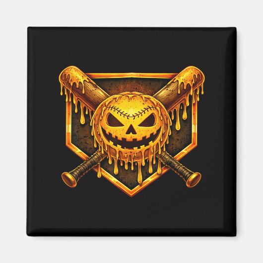 Baseball-Drip-Kürbis-gruselig-Geist-Halloween-Jung Magnet (Vorne)