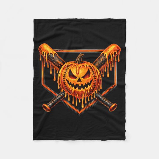 Baseball-Drip-Kürbis-gruseliger-Geist-Halloween-Ju Fleecedecke (Vorderseite)