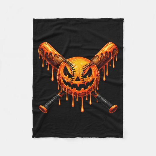 Baseball-Drip-Kürbis-gruseliger-Geist-Halloween-Ju Fleecedecke (Vorderseite)