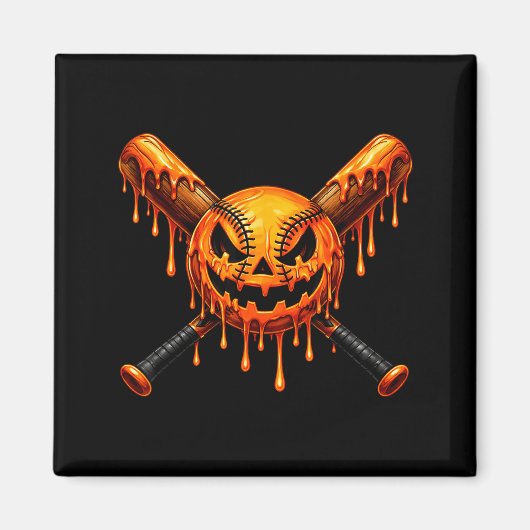 Baseball-Drip-Kürbis-gruseliger-Geist-Halloween-Ju Magnet (Vorne)