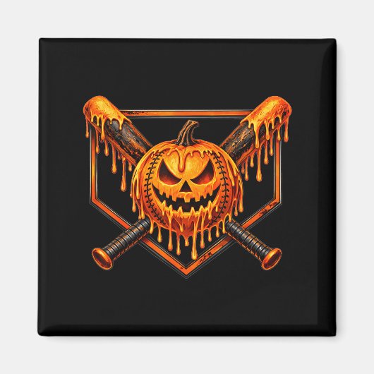 Baseball-Drip-Kürbis-gruseliger-Geist-Halloween-Ju Magnet (Vorne)