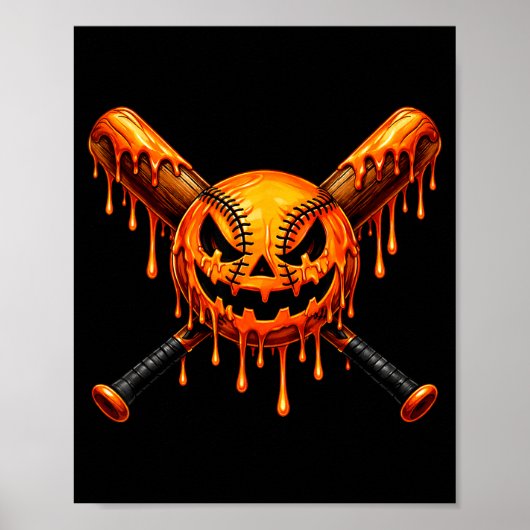 Baseball-Drip-Kürbis-gruseliger-Geist-Halloween-Ju Poster (Vorne)