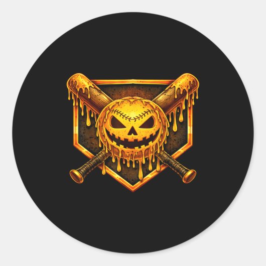 Baseball-Drip-Kürbis-spukender Geist-Halloween-Jun Runder Aufkleber (Vorderseite)