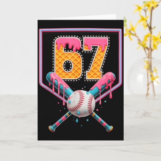 Baseball Drip Number 67 Fun Six Seven 6 7 Meme Des Karte (Gelbe Blume)