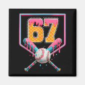 Baseball Drip Number 67 Fun Six Seven 6 7 Meme Des Magnet (Vorne)
