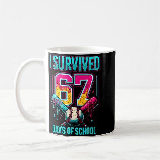 Baseball Drip Number 67 I Survived 67 Days Of Scho Kaffeetasse (Links)
