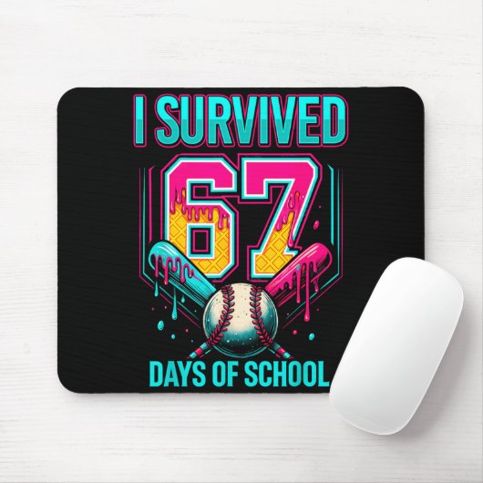 Baseball Drip Number 67 I Survived 67 Days Of Scho Mousepad (Mit Mouse)