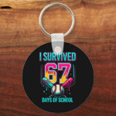 Baseball Drip Number 67 I Survived 67 Days Of Scho Schlüsselanhänger (Vorderseite)