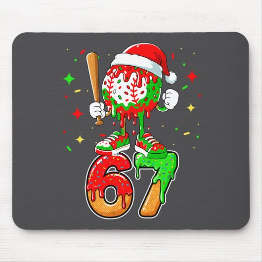 Baseball Drip Number 67 Meme Ice Cream Dripng Chri Mousepad (Vorne)