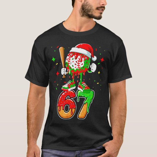 Baseball Drip Number 67 Meme Ice Cream Dripng Chri T-Shirt (Vorderseite)