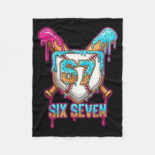 Baseball Drip Number 67 Player 6-7 Six Seven Meme  Fleecedecke (Vorderseite)