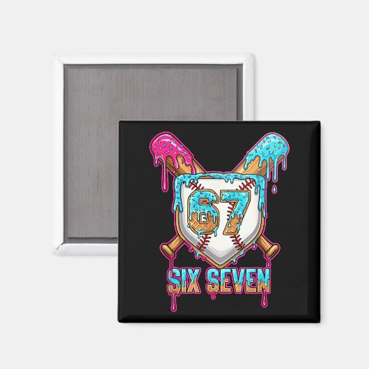 Baseball Drip Number 67 Player 6-7 Six Seven Meme Magnet (Vorderseite/Rückseite)