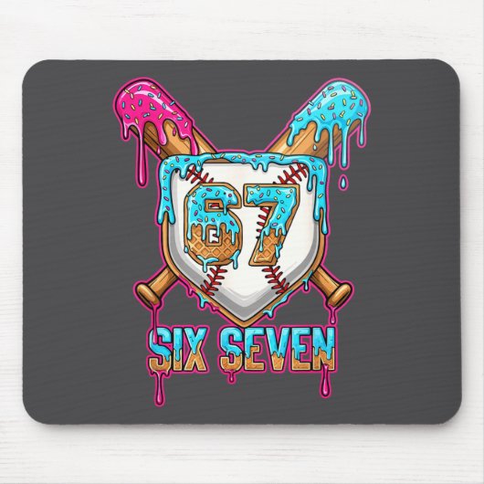 Baseball Drip Number 67 Player 6-7 Six Seven Meme Mousepad (Vorne)