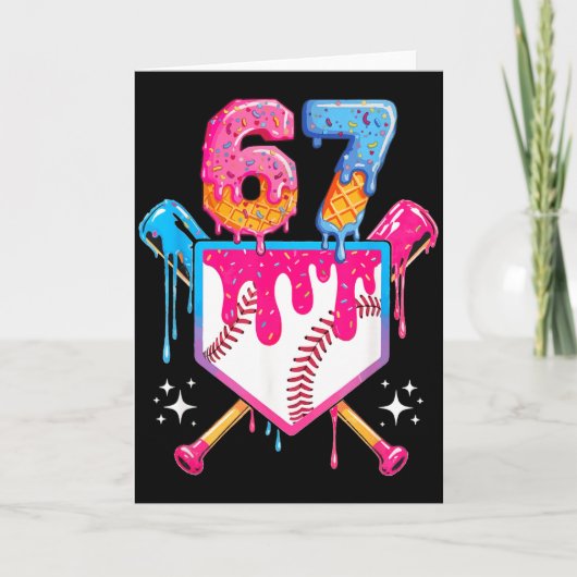 Baseball Drip Number 67 Player Or 67th Birthday Karte (Vorderseite)
