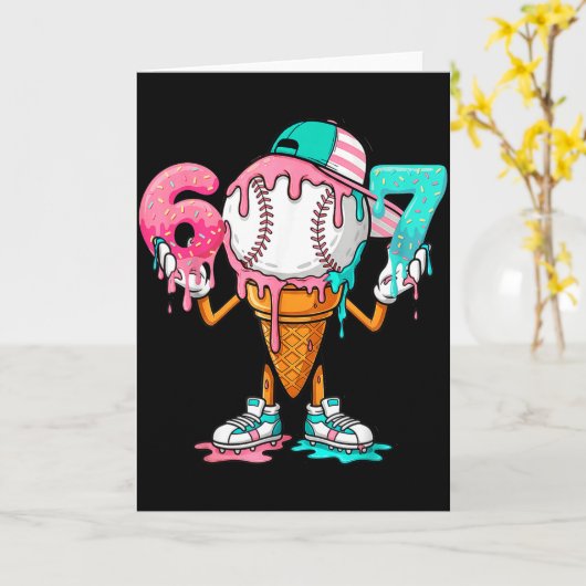 Baseball Drip Number 67 Player Or 67th Birthday Karte (Gelbe Blume)