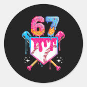 Baseball Drip Number 67 Player Or 67th Birthday Runder Aufkleber (Vorderseite)