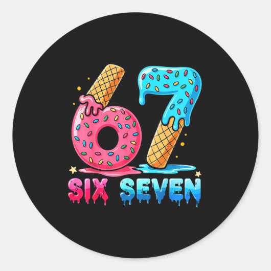 Baseball Drip Number 67 Player Or 67th Birthday Runder Aufkleber (Vorderseite)