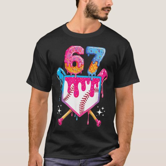 Baseball Drip Number 67 Player Or 67th Birthday  T-Shirt (Vorderseite)