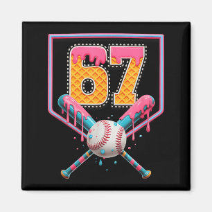 Baseball Drip Nummer 67 Lustig Sechs Sieben 6 7 Me Magnet