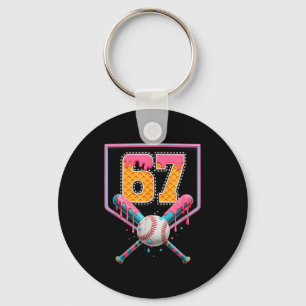 Baseball Drip Nummer 67 Lustig Sechs Sieben 6 7 Me Schlüsselanhänger