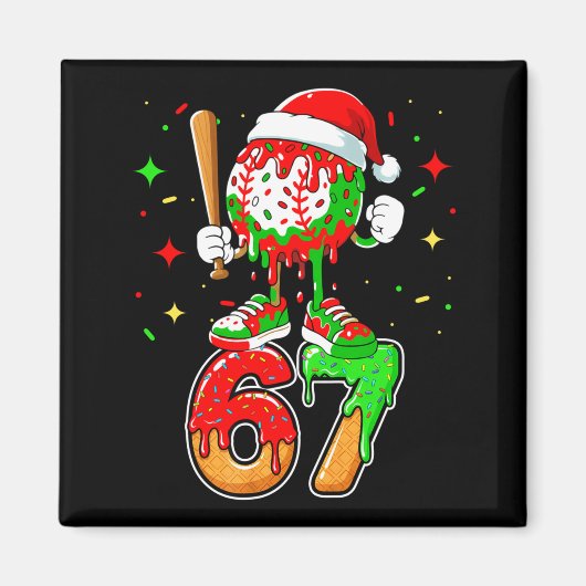 Baseball-Drip Nummer 67 Meme Eiscreme Tröpfelt Wei Magnet (Vorne)