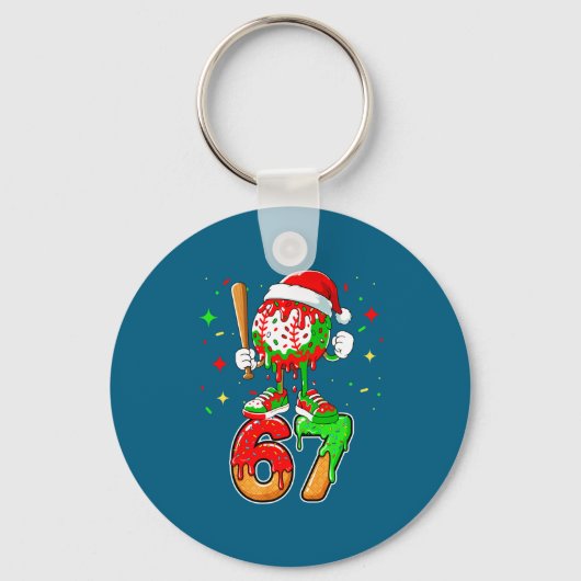 Baseball-Drip Nummer 67 Meme Eiscreme Tröpfelt Wei Schlüsselanhänger (Vorderseite)