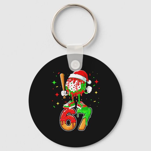 Baseball-Drip Nummer 67 Meme Eiscreme Tröpfelt Wei Schlüsselanhänger (Vorderseite)