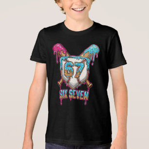 Baseball Drip Nummer 67 Spieler 6-7 Six Seven Meme Tri-Blend Shirt