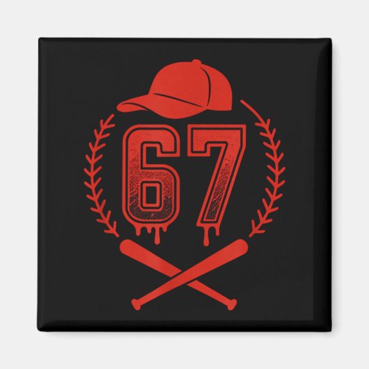 Baseball-Drip Nummer 67 Spieler oder 67. Geburtsta Magnet (Vorne)