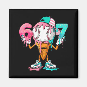 Baseball-Drip Nummer 67 Spieler Oder 67. Geburtsta Magnet