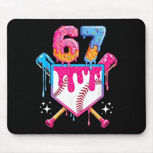 Baseball Drip Nummer 67 Spieler Oder 67. Geburtsta Mousepad (Vorne)