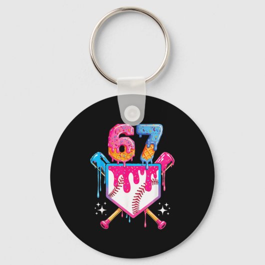 Baseball-Drip Nummer 67 Spieler oder 67. Geburtsta Schlüsselanhänger (Vorderseite)