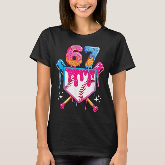Baseball Drip Nummer 67 Spieler oder 67. Geburtsta T-Shirt (Vorderseite)