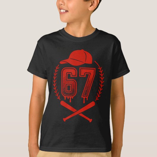 Baseball Drip Nummer 67 Spieler oder 67. Geburtsta T-Shirt (Vorderseite)