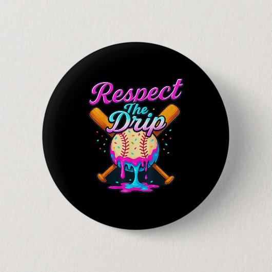Baseball Drip Team For Boys Ice Cream Cool  Button (Vorderseite)