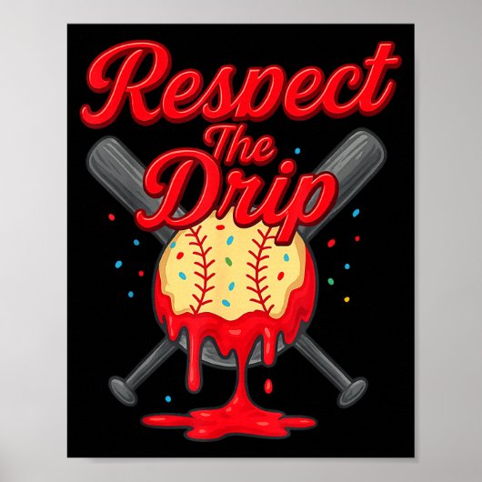 Baseball-Drip-Team für Jungen und Mädchen Eiscreme Poster (Vorne)