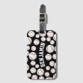 Baseball durch das Bootsladungs-Name-Schwarze Gepäckanhänger (Vorderseite Vertikal)