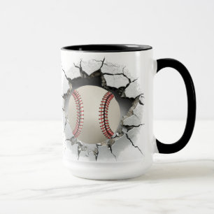 Baseball durch ein Loch in der Wand Tasse