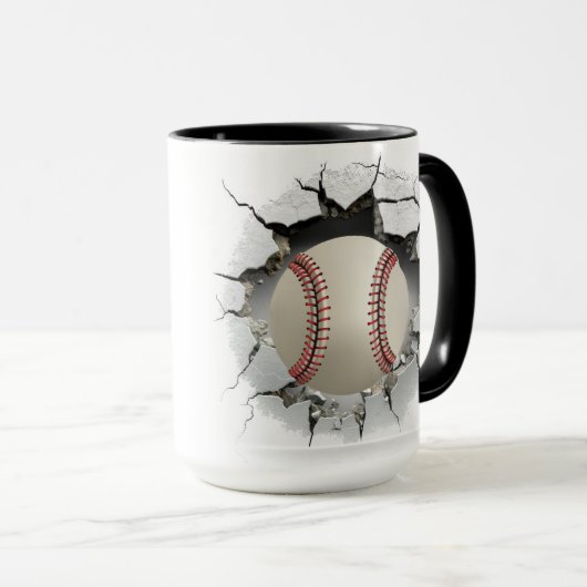 Baseball durch ein Loch in der Wand Tasse (VorderseiteRechts)