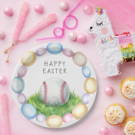 Baseball Easter  themed  Pappteller (Party)