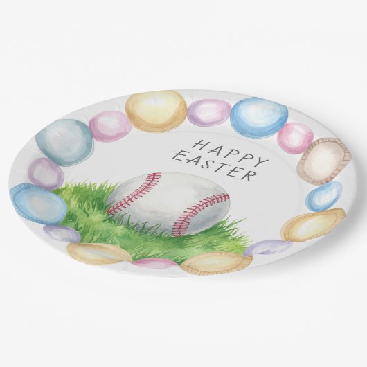 Baseball Easter  themed  Pappteller (Schrägansicht)